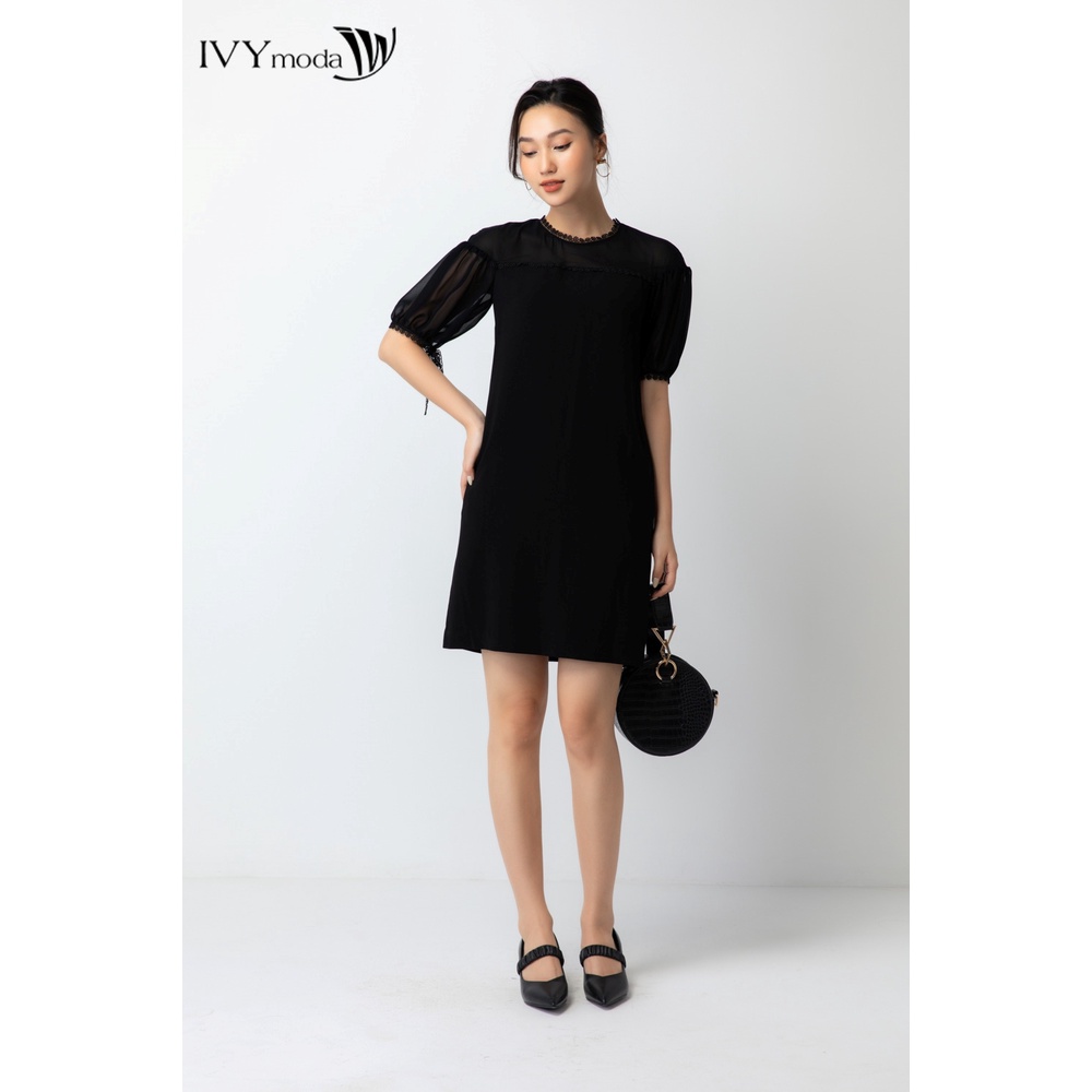 Đầm suông phối đăng ren IVY moda MS 47M6685