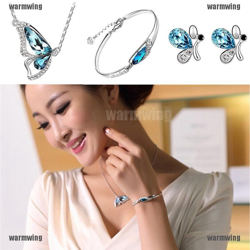 (MớI) Vòng cổ + Bông Tai + VòNg Tay HìNh BướM ĐíNh Đá Xinh XắN