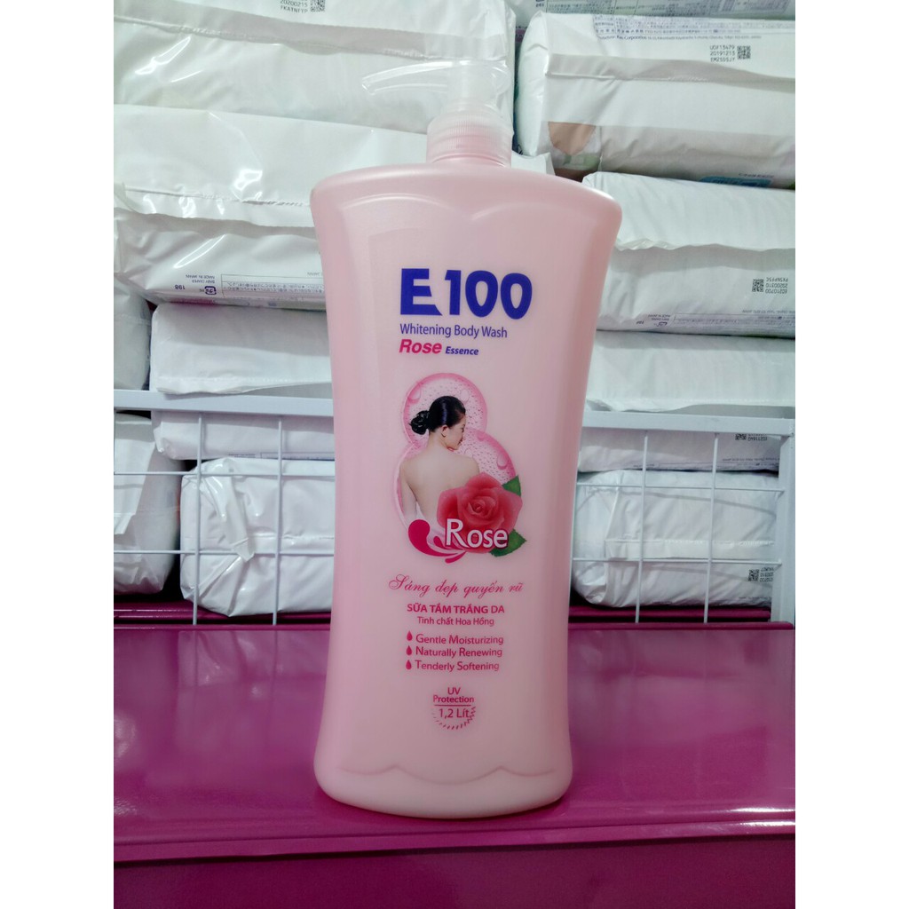 Sữa tắm trắng da E100 Rose tinh chất hoa hồng 1.2 lít