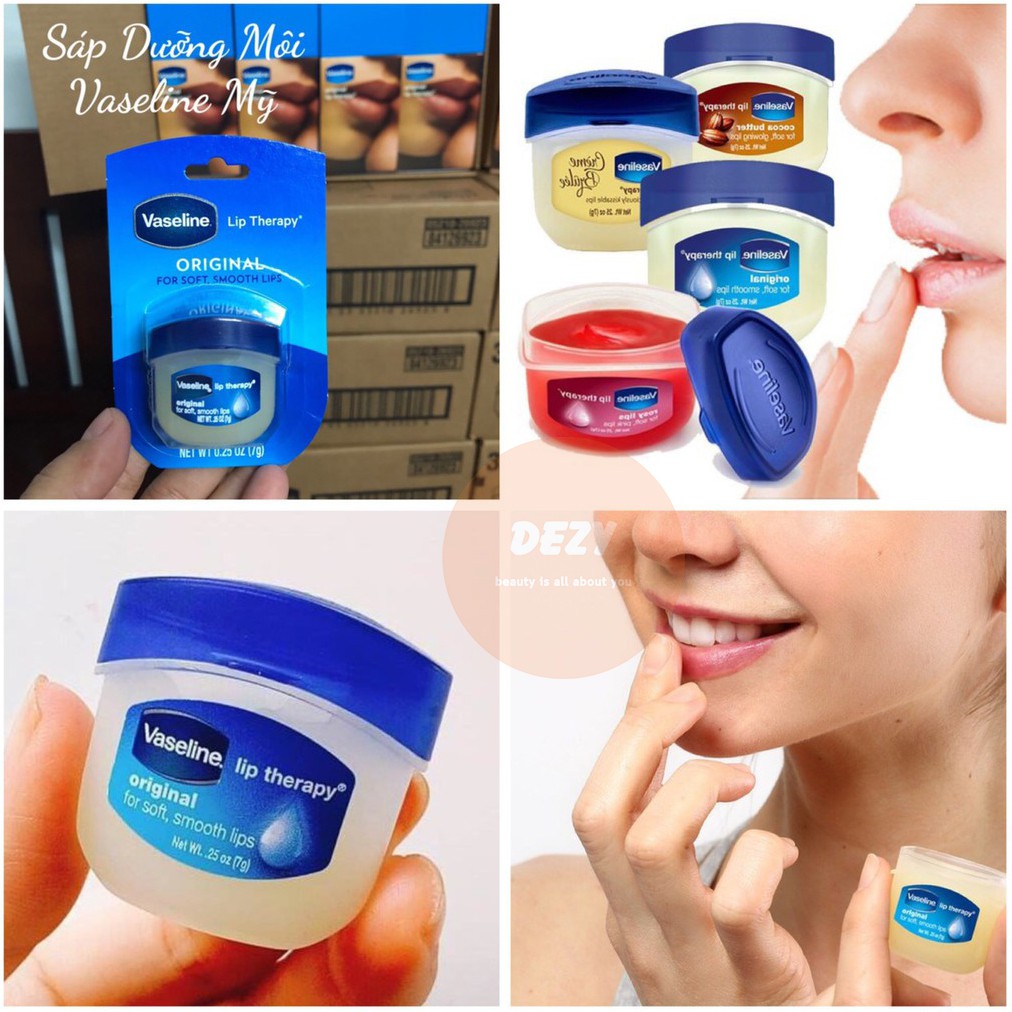 [HÓA ĐƠN ĐỎ] Hũ Son Dưỡng Môi Vaseline Không Màu - Có Thể Thay Mặt Nạ Ngủ Môi Laneige Giảm Môi Thâm Dưỡng Ẩm Dezy Shop