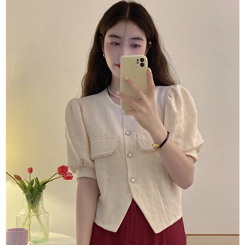 Áo Kiểu Tay Phồng Cổ Chữ V Thời Trang Mùa Hè Cho Nữ