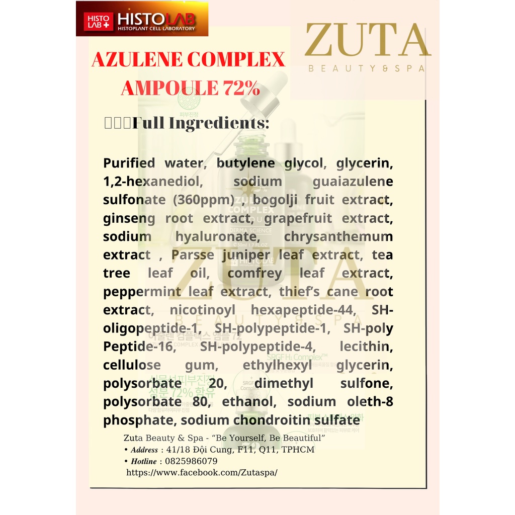 Tinh chất Căng Bóng Da Hyaluronic Acid 62% Histolab 150 ml