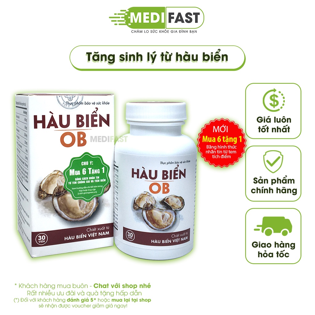 Tinh hàu biển OB - Có tem tích điểm 6h tặng 1h giúp tăng cường sinh lý nam giới, tăng testosterone thành phần hàu biển