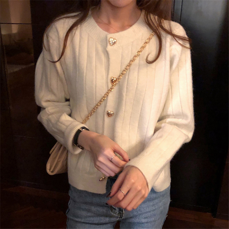 SUXI Áo Khoác Cardigan Dệt Kim Màu Trơn Dáng Rộng Phong Cách Hàn Quốc Ngọt Ngào