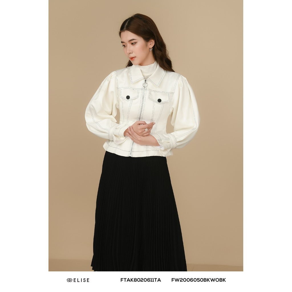 [Mã FAMALLT5 giảm 15% đơn 150k] Áo khoác trắng diễu chỉ Elise