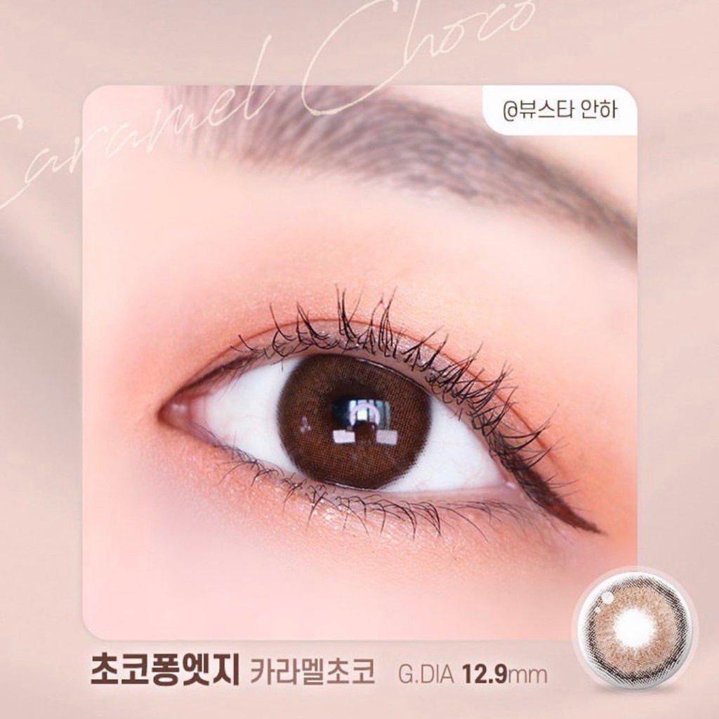 Lens nâng tông mắt nâu caramel tự nhiên Chocopong Caramel Choco - Made in Korea | Hạn sử dụng 3-6 tháng | Lens cận