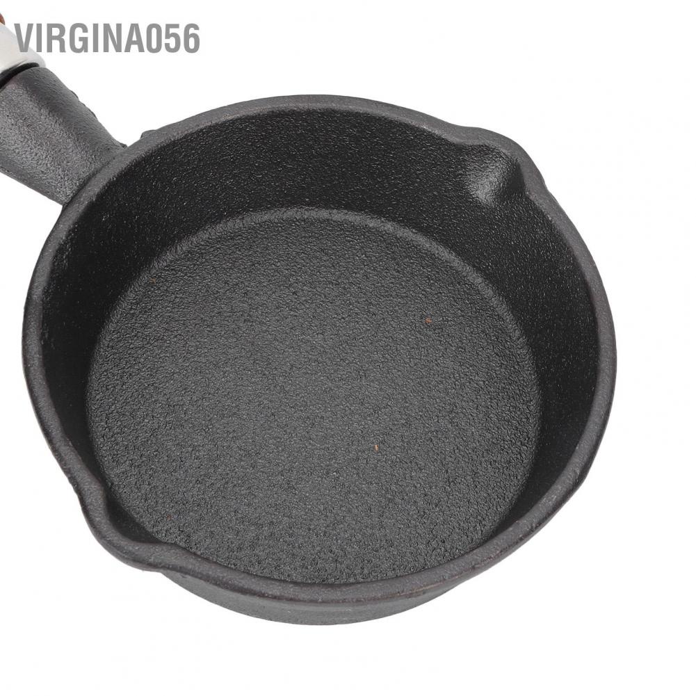 Có thể bán buôn Chảo sắt đúc 10CM với tay cầm gỗ Chiên trứng mini Đồ dùng nhà bếp làm bánh kếp phẳng Virgina056 Hàng giao ngay