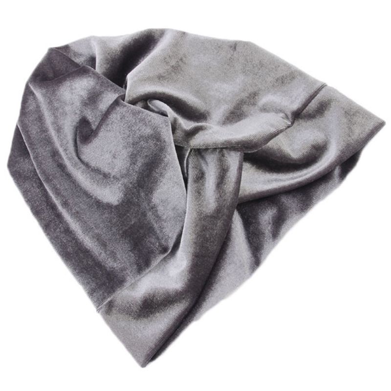 Mũ Trùm Đầu Vải Nhung Màu Trơn Thắt Nút Phong Cách Hồi Giáo Cho Nữ