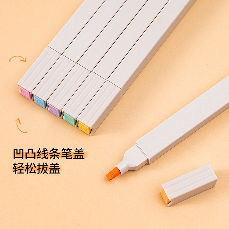 Set 6 Bút Bắt Sáng Hai Đầu Có Đế Lót Nước Bảo Vệ Mắt Màu Sắc Macaron