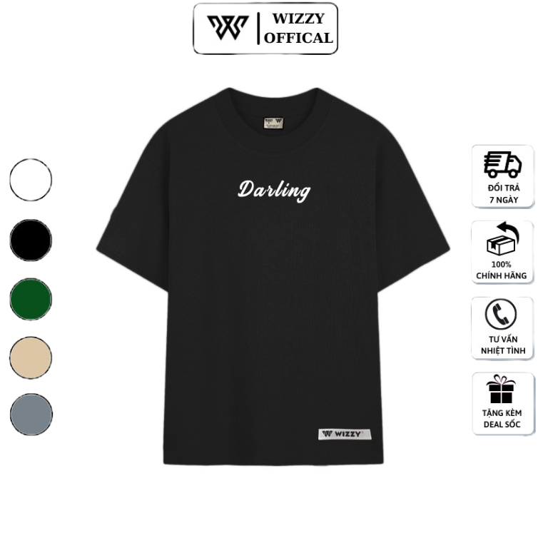 Áo phông ngắn tay nam nữ unisex fom rộng chất thun 100% cotton cổ tròn dáng rộng in Darling mã 14 Wizzy Official