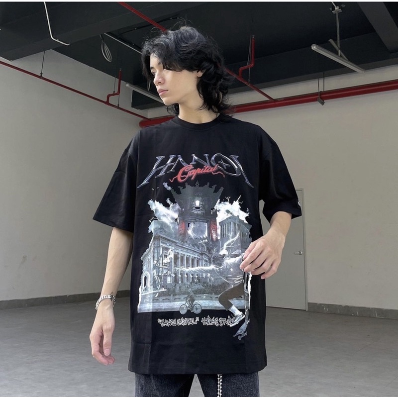 Áo thun Hades hanoi SPIRIT BLACK nam nữ áo thun tay lỡ hades hà nội Full tag