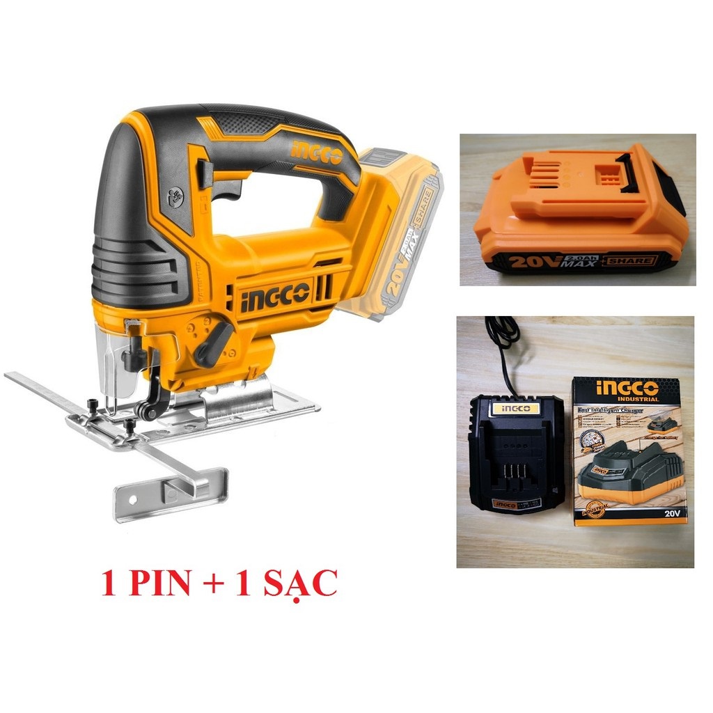 Máy cưa lọng dùng pin 20V INGCO CJSLI8501 kèm lưỡi cắt kim loại, gỗ, nhựa plastic | có thể dùng bộ lưới total chung