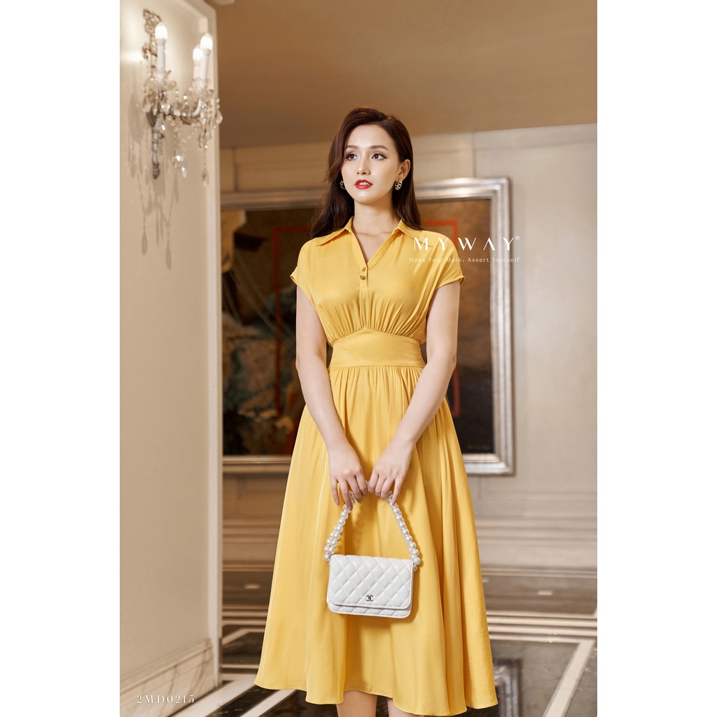 Đầm Nữ Công Sở Dáng Xòe Dài Chiết Eo Sang Trọng MY WAY 2MD0215