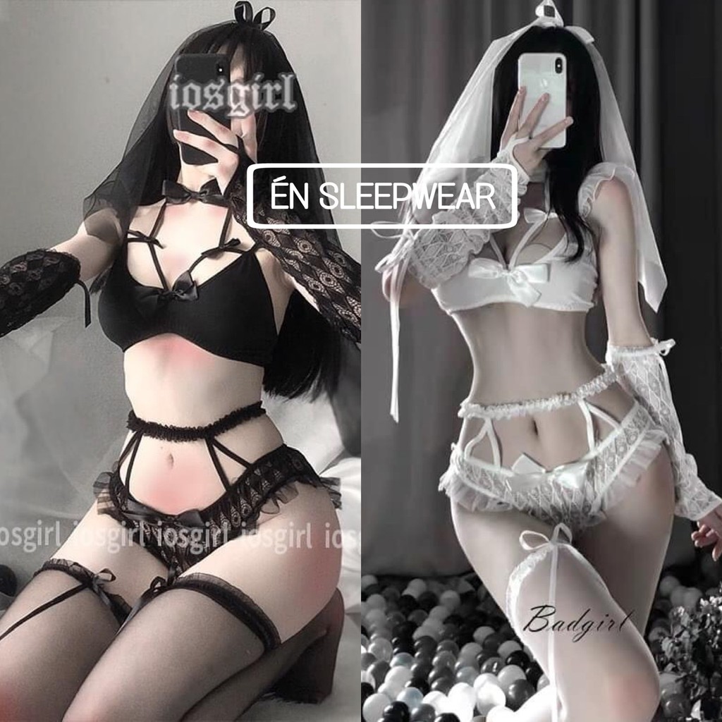 (Ảnh Thật Shop Tự Chụp) Cosplay Cô Dâu Sexy - Tặng Vớ