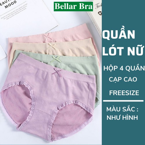 Quần Lót Nữ Cao Cấp - Hộp 4 Quần Lót Cotton Cạp Cao Chất Mềm Mịn L1739