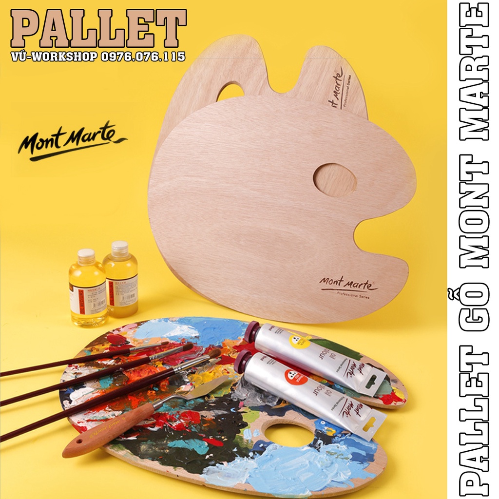 Mont Marte - Pallet Gỗ 30x40cm - DụngCụ Pha Màu Vẽ, Palet Pha Màu Bột, Acrylic, Sơn Dầu