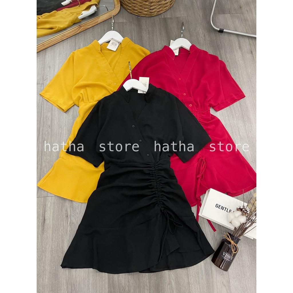 ĐẦM SƠ MI CỔ ĐỨC NÚT XÉO THÍCH HỢP DIỆN THƯỜNG NHẬT XINH XẮN 0508