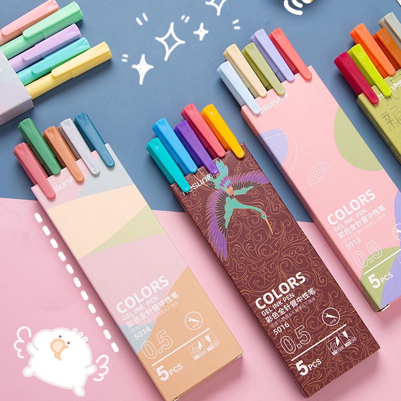 Hộp 5 Bút Gel Nhanh Khô Nhiều Màu Sắc Tiện Dụng Và Bền