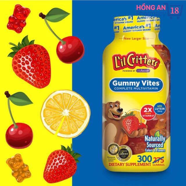 [Hảng Air đủ Bill] Kẹo gấu vitamin và DHA Gummy Vites L’il Critters 300 & 220 viên