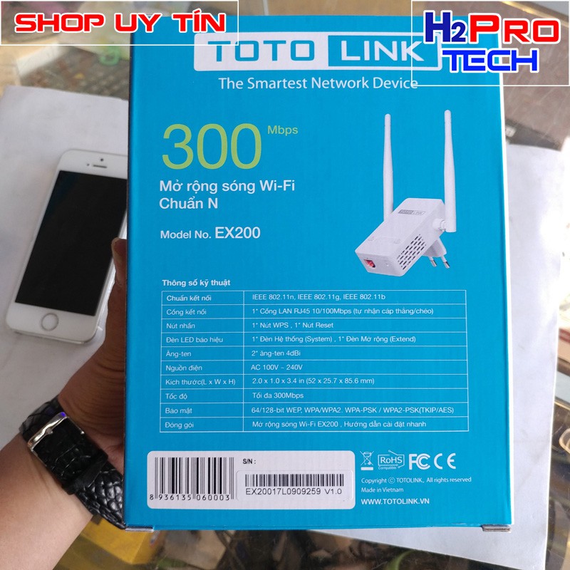 Bộ Kích Sóng Wifi Repeater 300Mbps Totolink EX200 - Hàng Chính Hãng