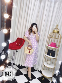 Bigsize Đầm maxi cúc tím D421