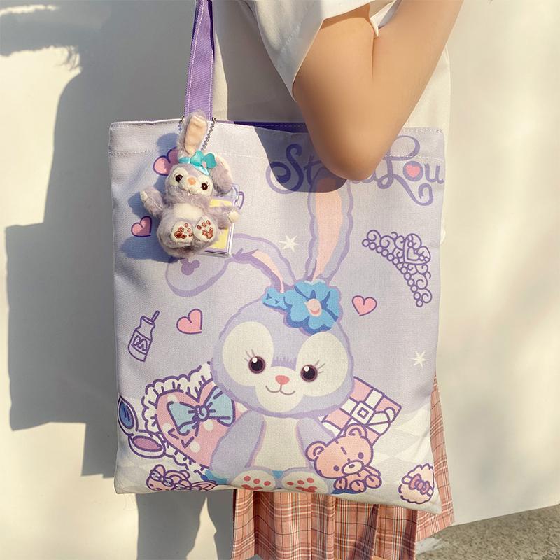Túi tote hình Thỏ Stellalou tím dễ thương có khóa kéo