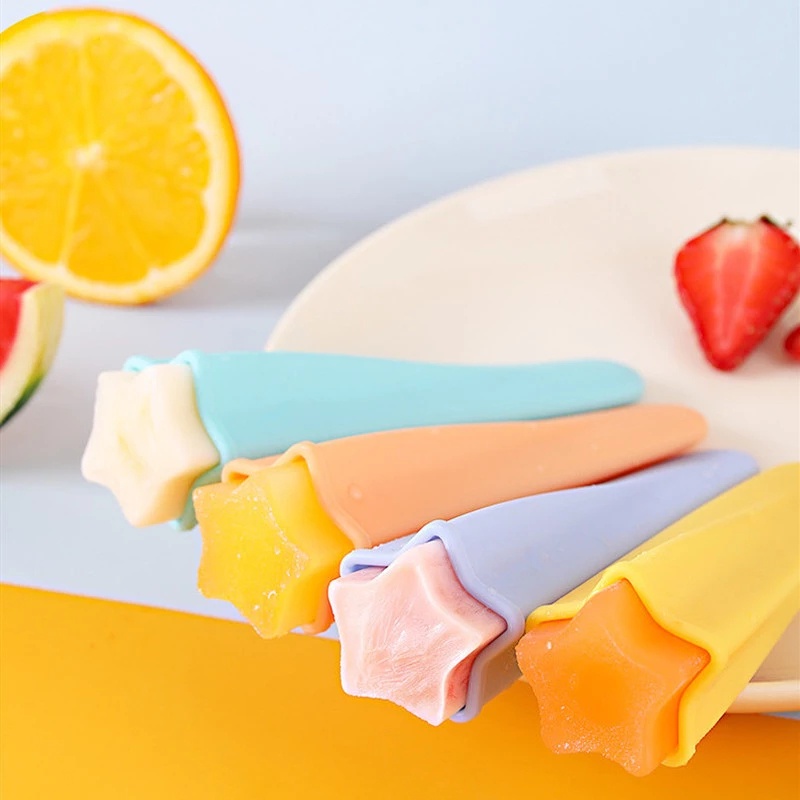 Set 4 khuôn silicon làm kem que hình ngôi sao có thể tái sử dụng