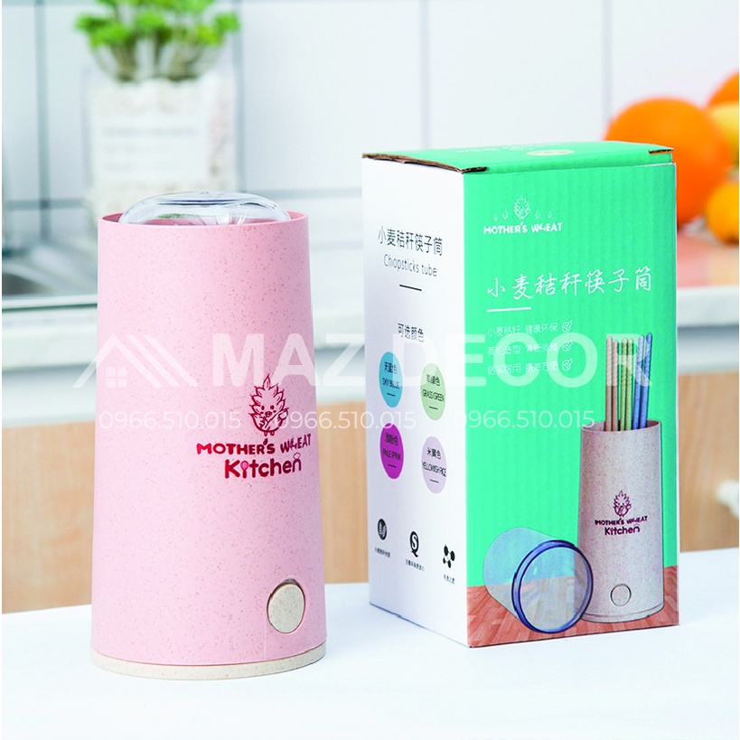 Giá sỉ Ống cắm đũa lúa mạch có nắp đậy giá rẻ đẹp dày dặn tiện dụng đa năng