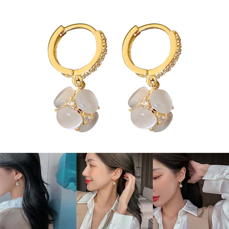 Bông Tai Đính Đá Opal JP5