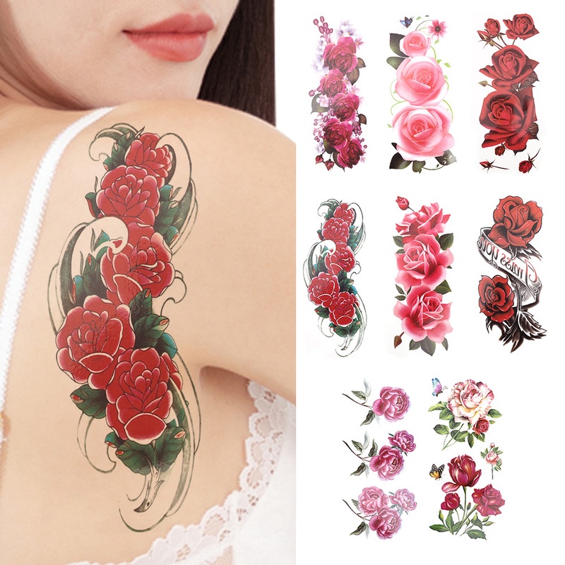 1 Tấm Hình Xăm Dán Tạm Thời Hình Hoa Quyến Rũ Cho Nam Nữ