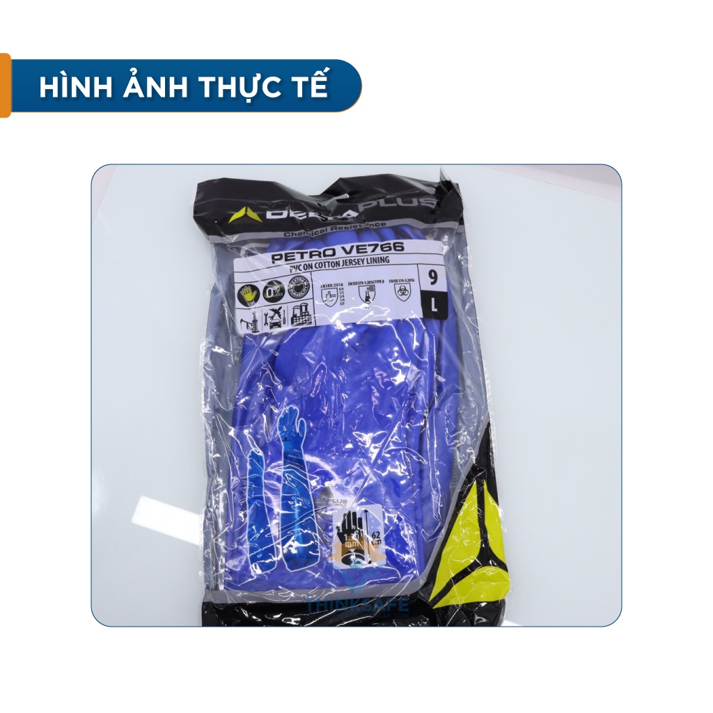Găng tay cao su chống hóa chất Deltaplus VE766 chống mài mòn, chống dầu và hóa chất, bao tay cao su dài tay - THINKSAFE