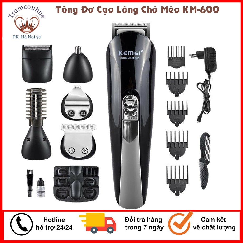 🎁BH 1 Năm🎁 Bộ Tông Đơ 11 Chức Năng Cạo Lông Chó - Máy Cắt Tỉa Lông Chó Mèo KM-600, Loại Cao Cấp Cắt Sát Lông Và Không Ồn