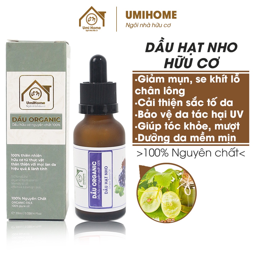 Dầu Hạt Nho UMIHOME nguyên chất giảm mụn. se khít lỗ chân lông, giúp tóc khỏe mượt hiệu quả 30ml