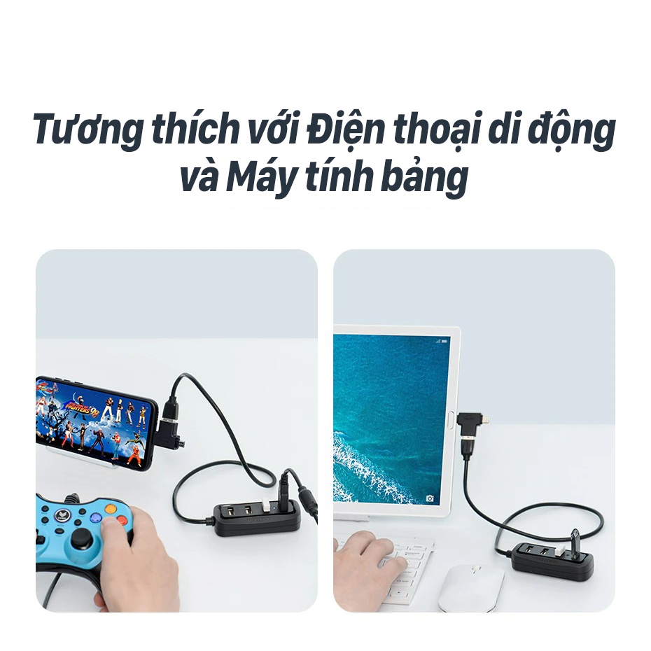 Usb hub chia cổng usb 2.0 4 cổng - Hub chuyển đổi Vention cho điện thoại, máy tính