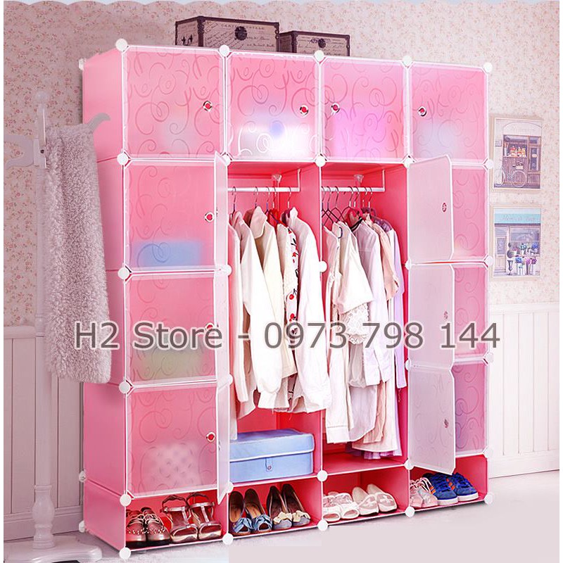 [SỈ] - (Nhiều màu) TỦ NHỰA LẮP GHÉP 16 Ô + 4 GIÀY CỬA TRẮNG TRONG ĐỂ QUẦN ÁO ĐỒ ĐA NĂNG THÔNG MINH sâu 47cm