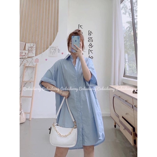 [RẺ VÔ ĐỊCH] Áo Sơ Mi - Áo Váy Thô Tay Gập Form Rộng Oversize Shirt Dress