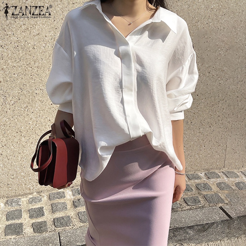 Áo sơ mi nữ Zanzea tay dài màu trơn thanh lịch thời trang