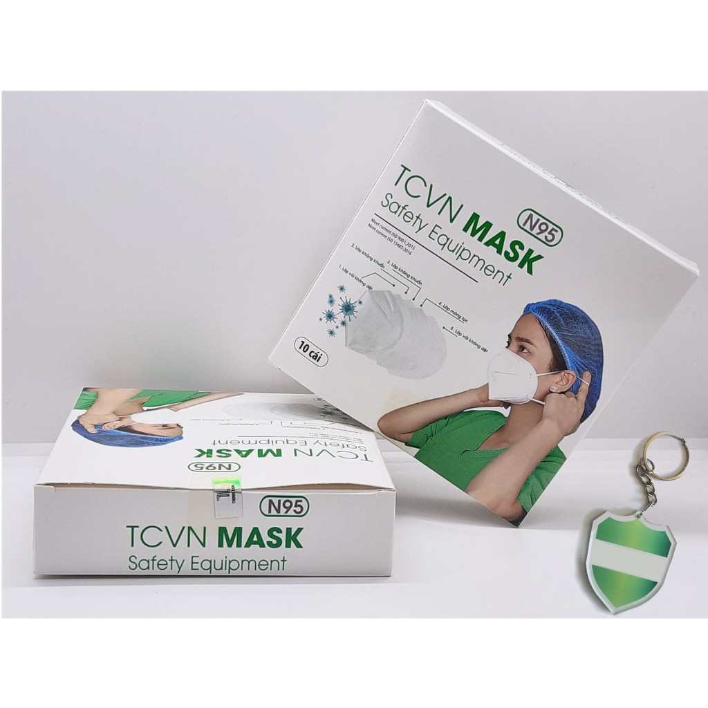 Khẩu trang N95 Pro Mask, màu trắng, mềm mại, kháng khuẩn, chống bụi siêu mịn PM2.5 ; tặng móc treo khóa mica