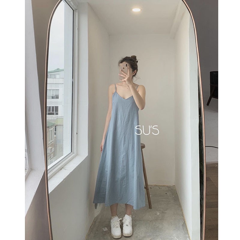 Váy 2 Dây Chất Thô Cổ Chữ V Hàng Quảng Châu M251- Lolla_Fashion | BigBuy360 - bigbuy360.vn