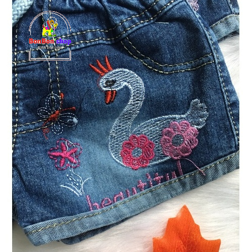 (video kèm hình ảnh) quần cho bé gái 6 tuổi, quần short jean cho bé gái size 18-30kg vải mềm QN05
