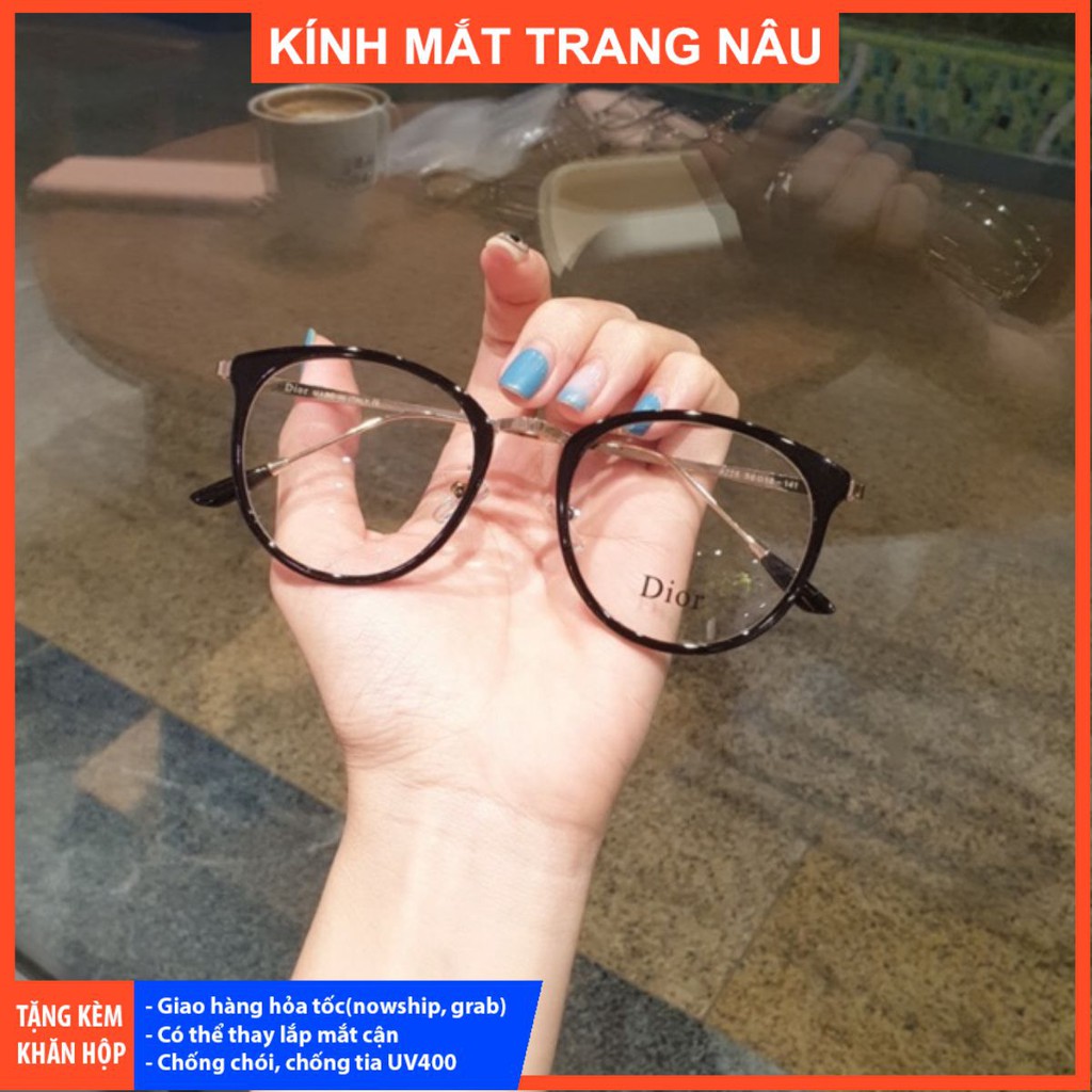 Mắt Kính Gọng Tròn Trong Suốt Phong Cách Retro 9228 - Có thể thay lắp mắt cận