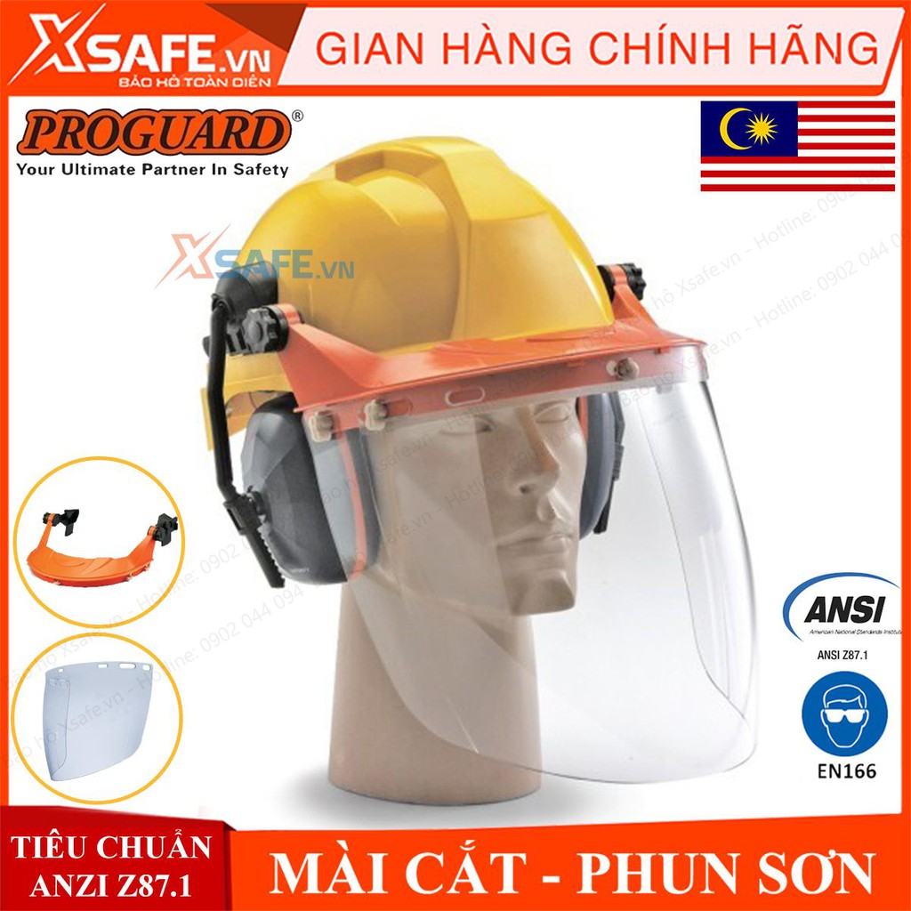 Bộ kính bảo hộ che mặt Proguard BGVH-FC48CE kính gắn mũ bảo hộ chống văng bắn, hóa chất, bảo vệ mắt, mũi, miệng