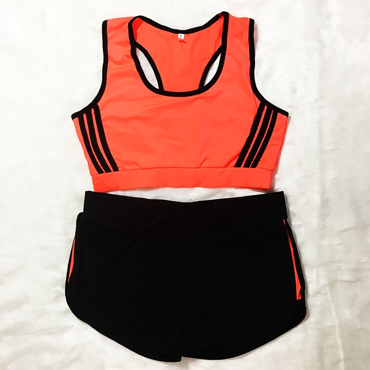 Đồ bơi nữ màu cam đen