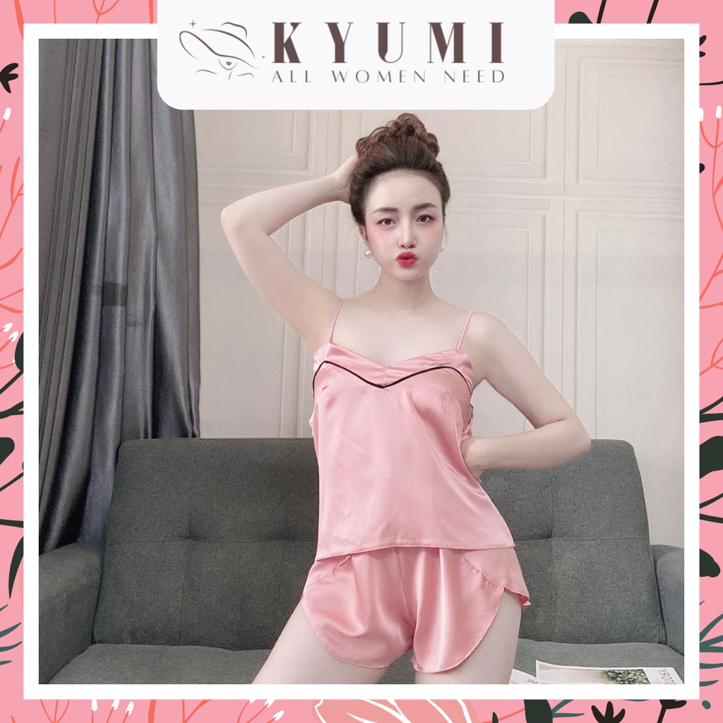 Đồ ngủ sexy đồ ngủ 2 dây viền ngực KYUMI OFFICIAL, chất liệu lụa satin mềm mịn mát, freesize 40-60kg tùy chiều cao 033 | BigBuy360 - bigbuy360.vn