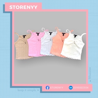 Áo croptop hai dây thun gân có nút trước - Croptop Ribbed Cami Tank Top • Storenyy