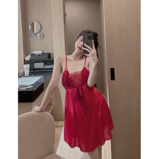 🥰 Đầm lụa phối ren, cột nơ trước