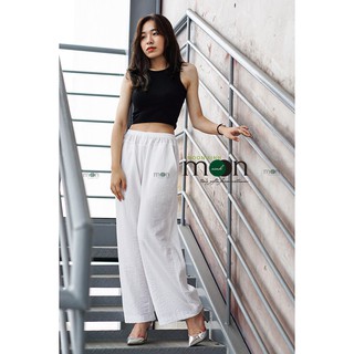 [GAM MÀU MÙA HẠ ] Quần TRẮNG đũi tằm sớ ống rộng suông đứng QS09 Moon Xinh - Dệt sợi mộc nên Ít nhàu, Siêu nhẹ và mát