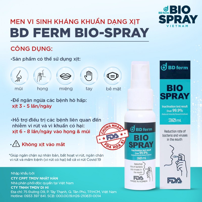 Xịt Họng Sinh Học BD Ferm Bio Spray 30ml Hàn Quốc