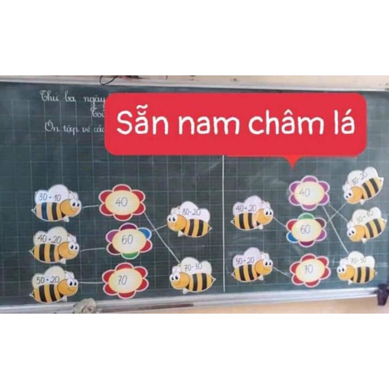 Set ong hoa(1 ong + 1 hoa) chất liệu ép plastic, sẵn nam châm dính bảng