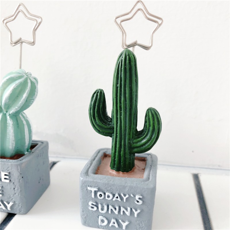 &lt;24h Lô hàng&gt; W&amp;G Home decoration creative note holder photo clip northern European cactus green plant message holder clip desktop decoration